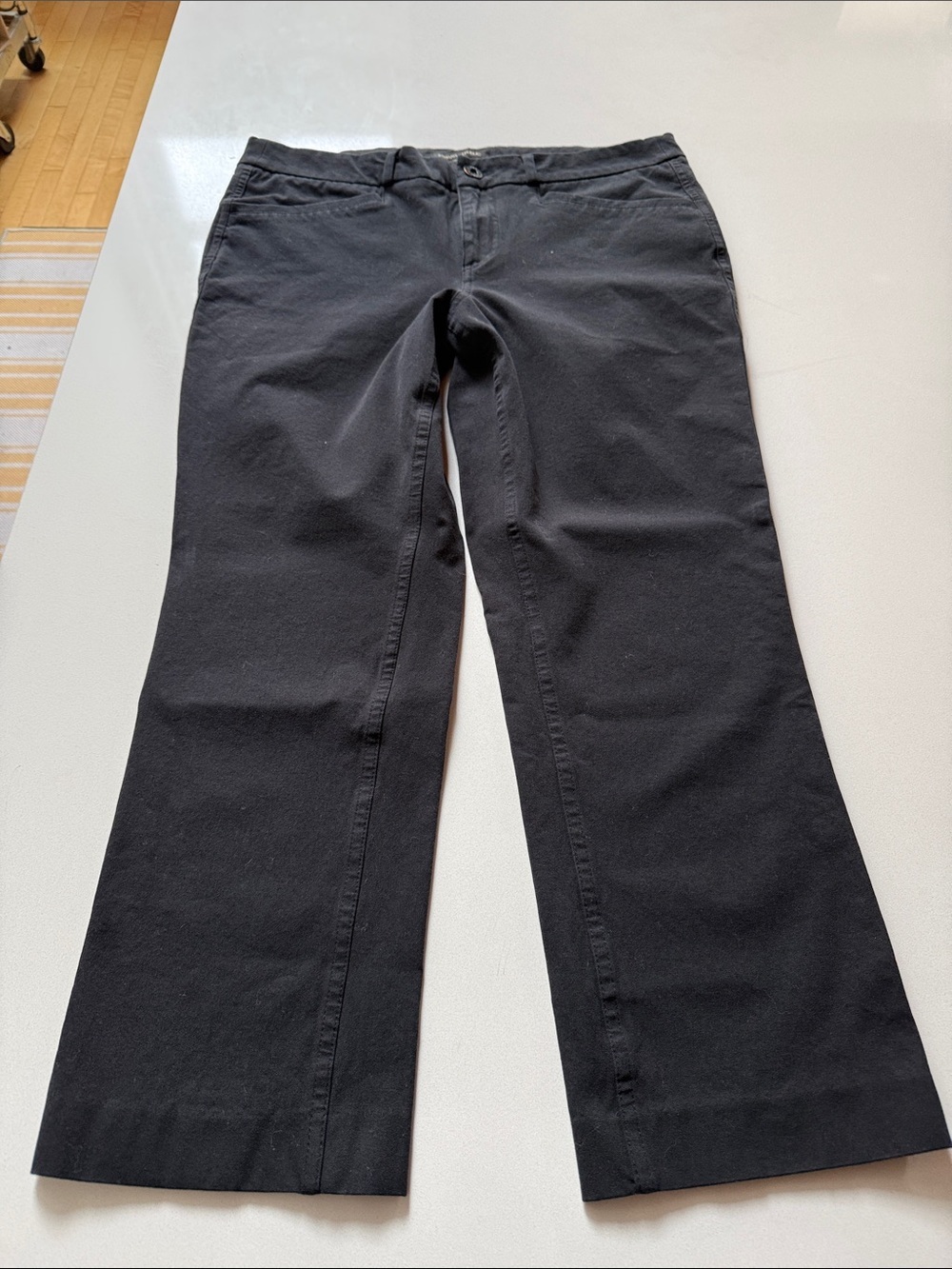 Banana Republic Cotton Cropped Straight-Leg Trouser Pants, Black, Size 10